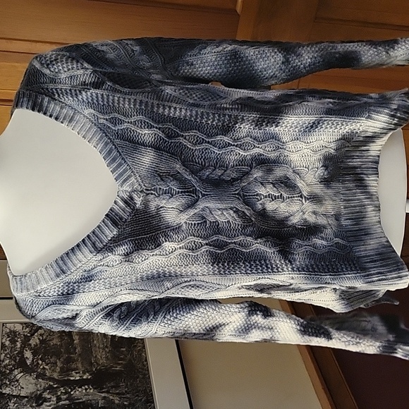 PILCRO INDIGO BLUE TIE DYE COTTON CABLEKNIT - Picture 2 of 8